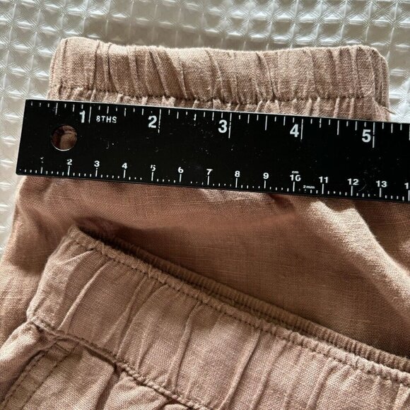 H by Halston Jogger Pants Med 100% Linen Pull On Elastic Drawstring Waist Tan - Picture 15 of 15